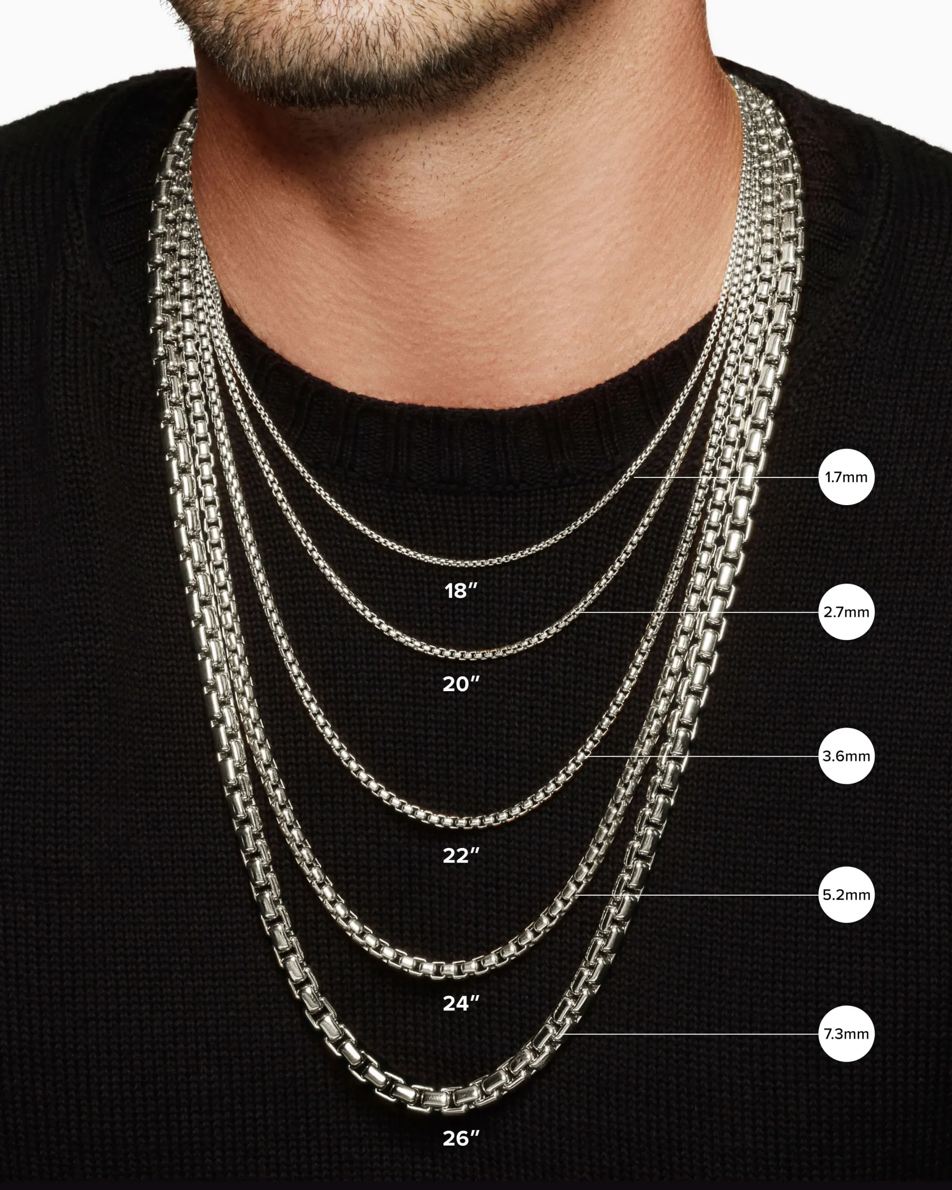 Box Chain Necklace Sterling Silver, 4.8mm
