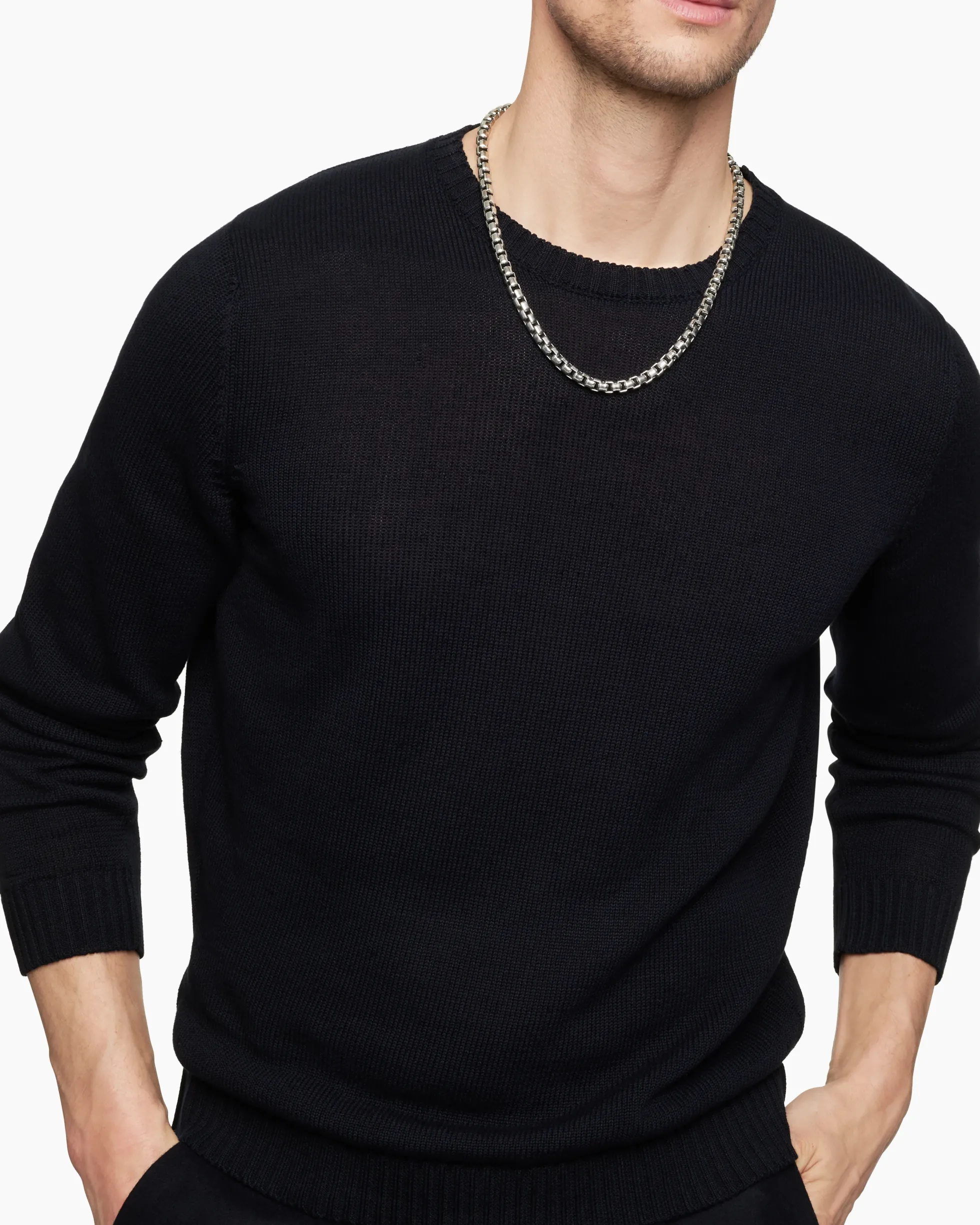 Box Chain Necklace Sterling Silver, 7.3mm