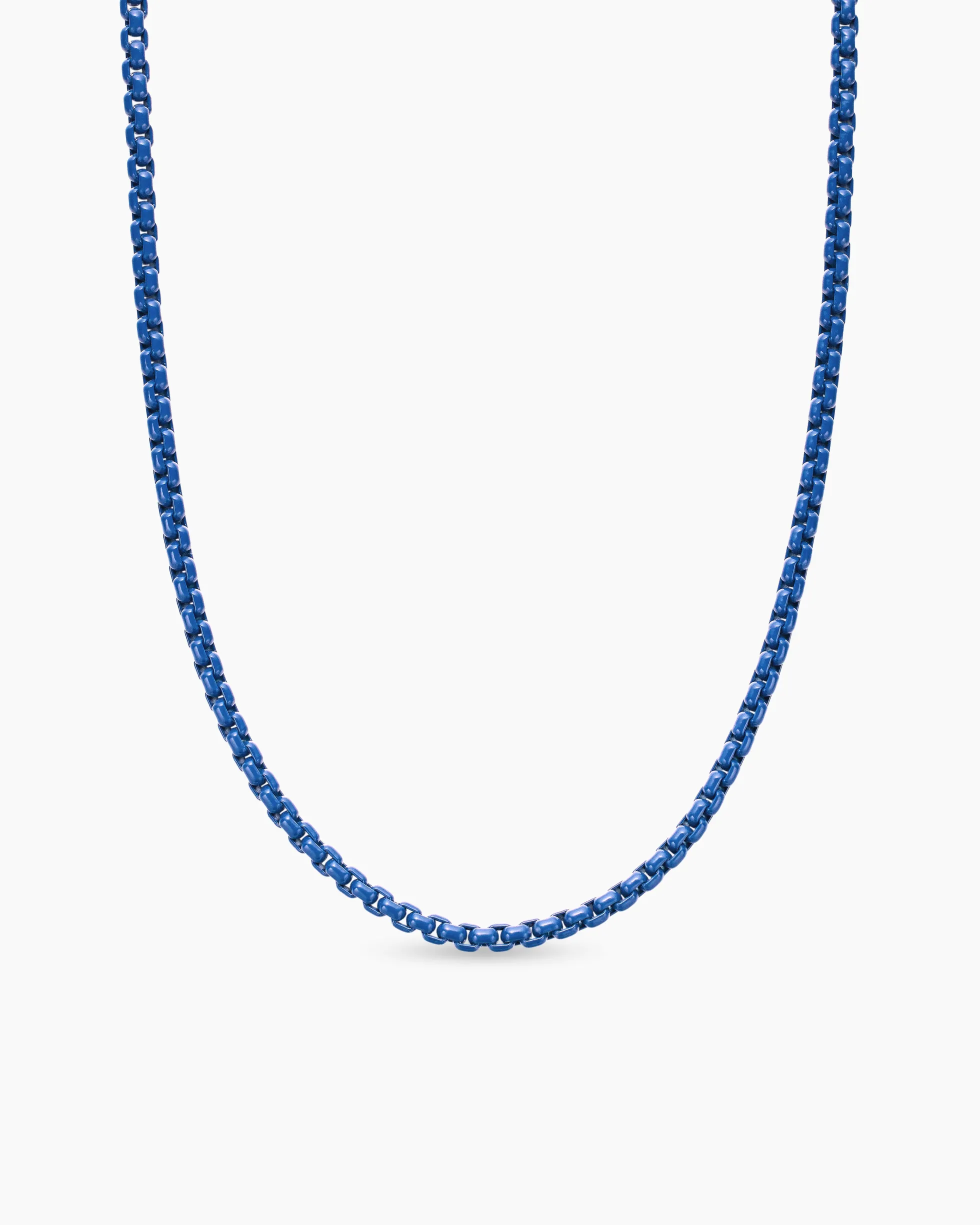 Box Chain Necklace Sterling Silver with Blue Stainless Steel, 2.7mm