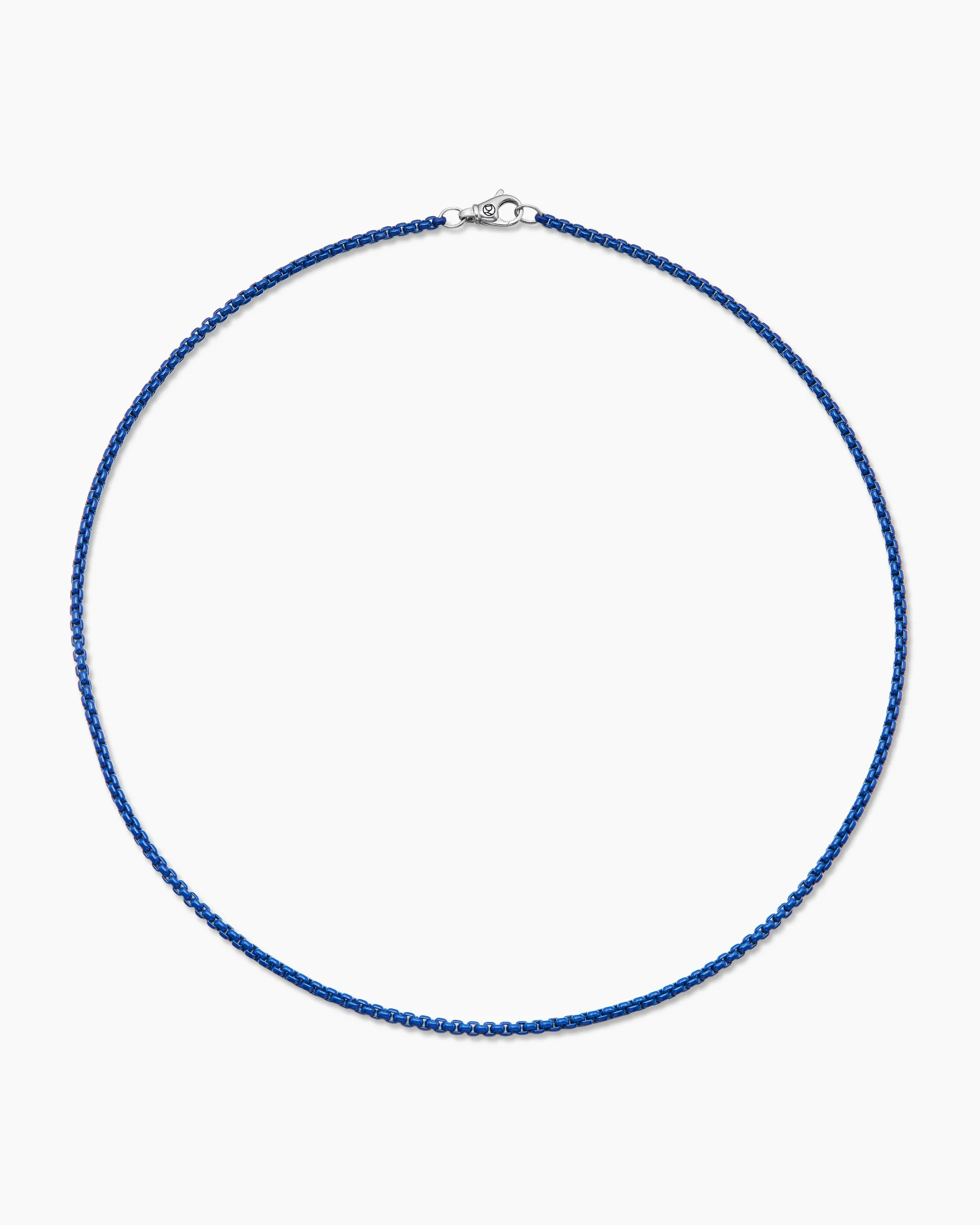 Box Chain Necklace Sterling Silver with Blue Stainless Steel, 2.7mm