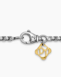 Box Chain Necklace Sterling Silver with 14K Yellow Gold Accent, 2.7mm