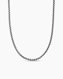 Box Chain Necklace Sterling Silver with 14K Yellow Gold Accent, 2.7mm