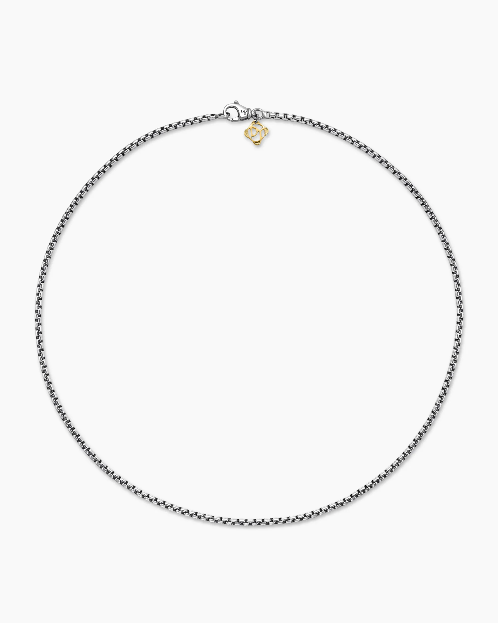 Box Chain Necklace Sterling Silver with 14K Yellow Gold Accent, 2.7mm