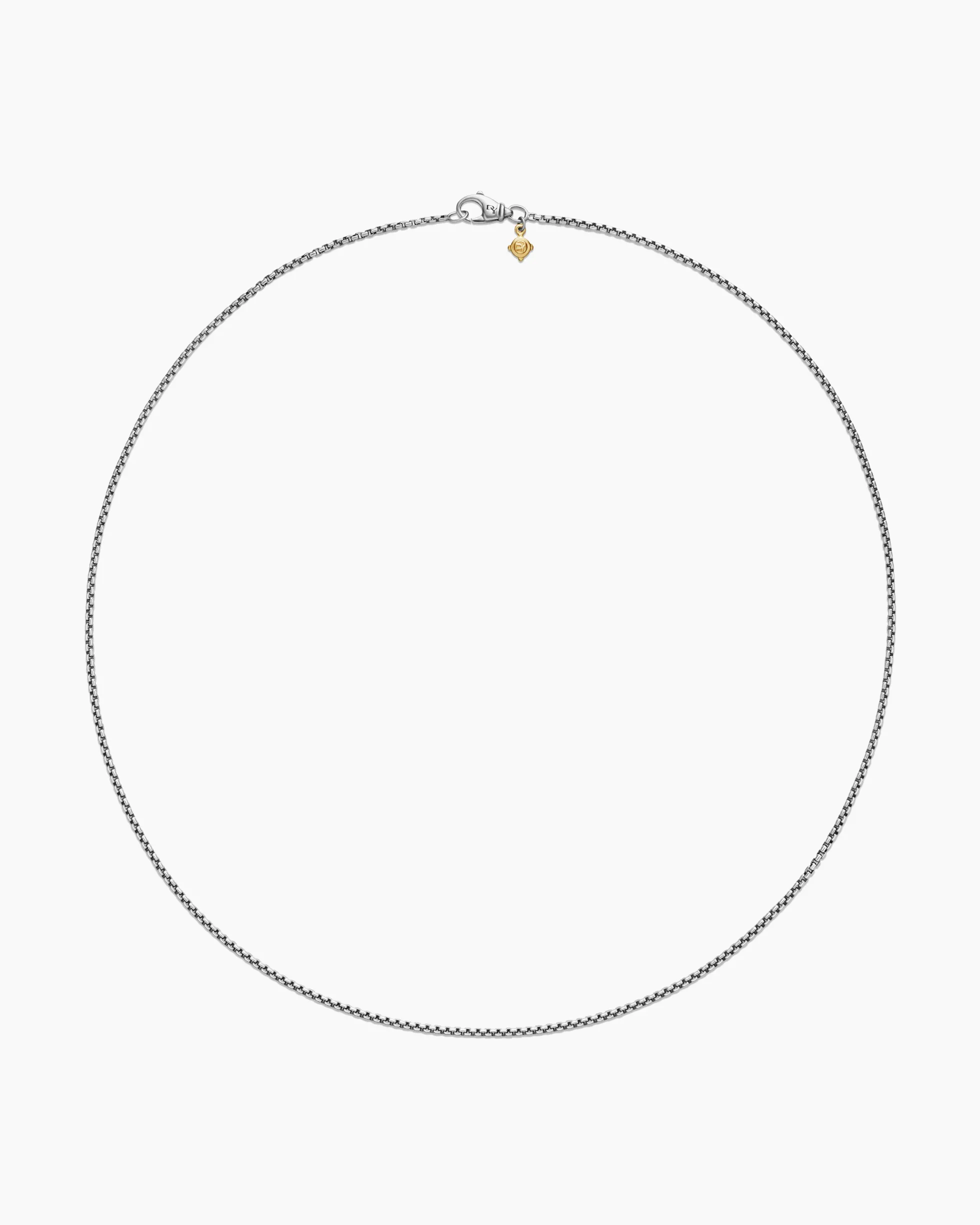 Box Chain Necklace Sterling Silver with 14K Yellow Gold Accent, 1.7mm