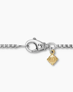 Box Chain Necklace Sterling Silver with 14K Yellow Gold Accent, 1.7mm