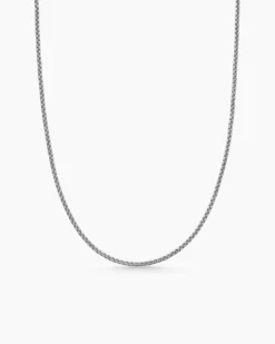 Box Chain Necklace Sterling Silver with 14K Yellow Gold Accent, 1.7mm
