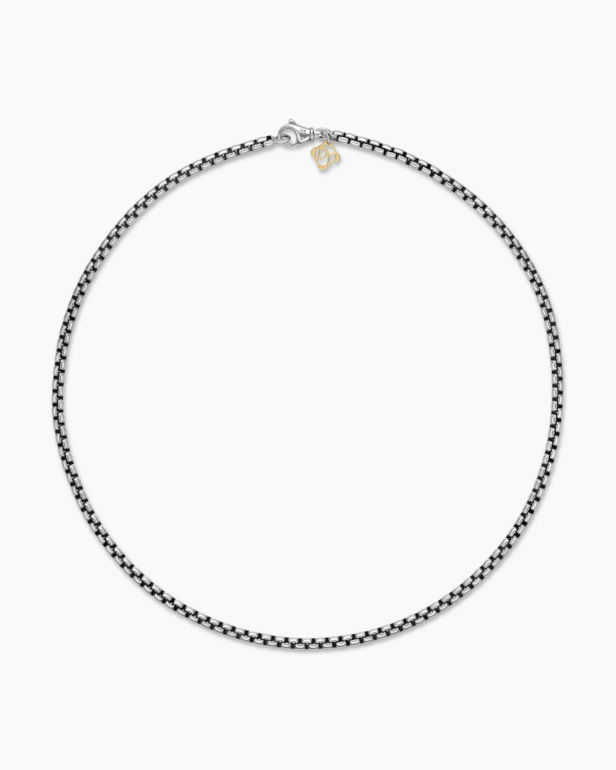 Box Chain Necklace Sterling Silver with 14K Yellow Gold Accent, 3.6mm
