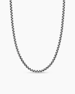 Box Chain Necklace Sterling Silver with 14K Yellow Gold Accent, 3.6mm