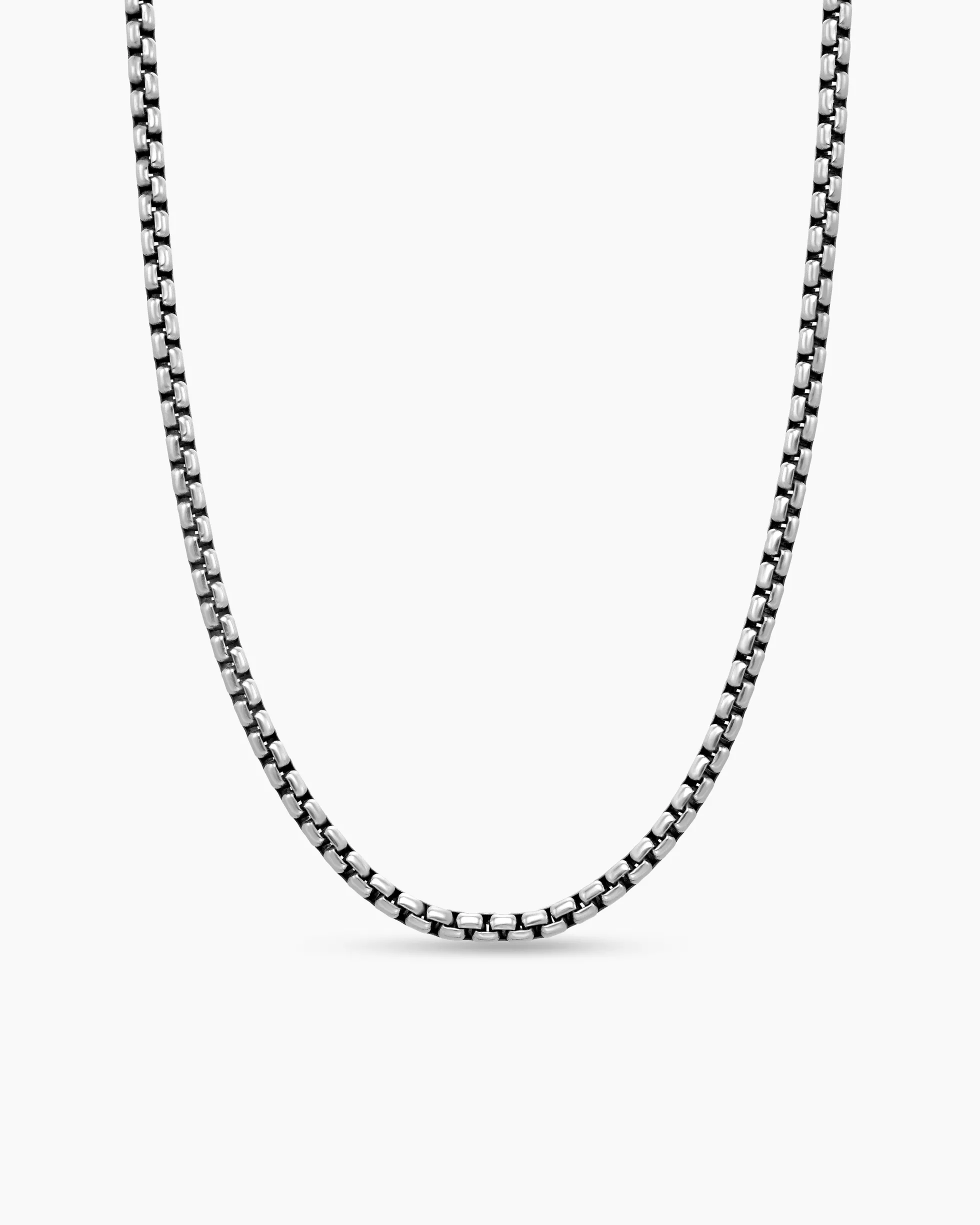 Box Chain Necklace Sterling Silver with 14K Yellow Gold Accent, 3.6mm