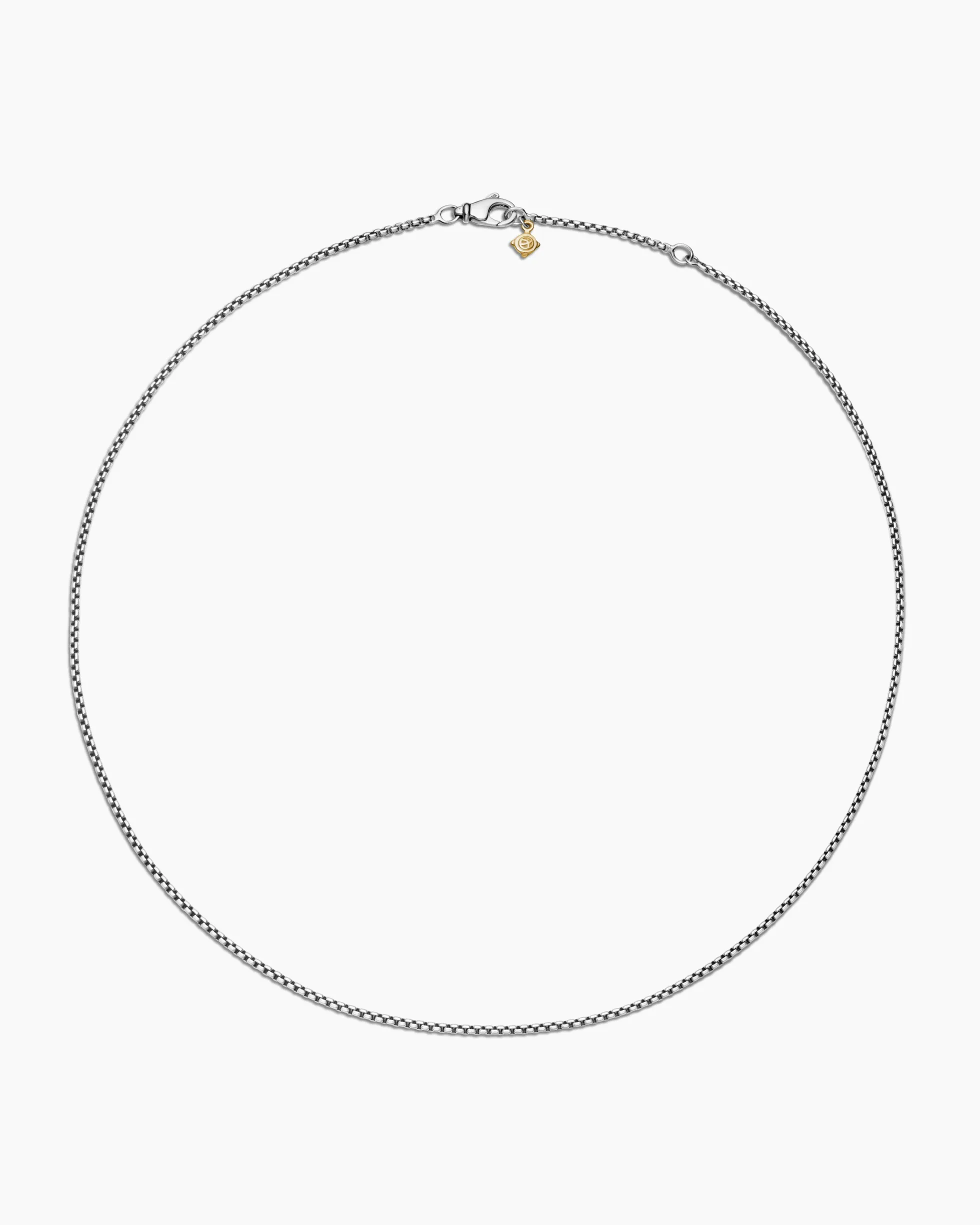 Box Chain Necklace Sterling Silver with 14K Yellow Gold Accent, 1.7mm