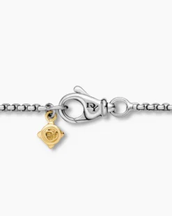 Box Chain Necklace Sterling Silver with 14K Yellow Gold Accent, 1.7mm