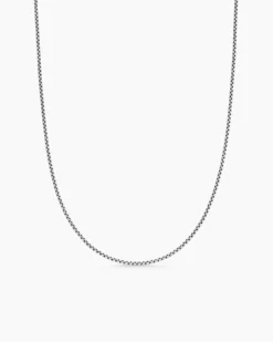 Box Chain Necklace Sterling Silver with 14K Yellow Gold Accent, 1.7mm