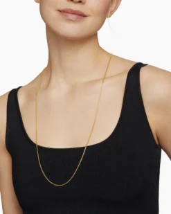 Box Chain Slider Necklace 18K Yellow Gold, 1.7mm