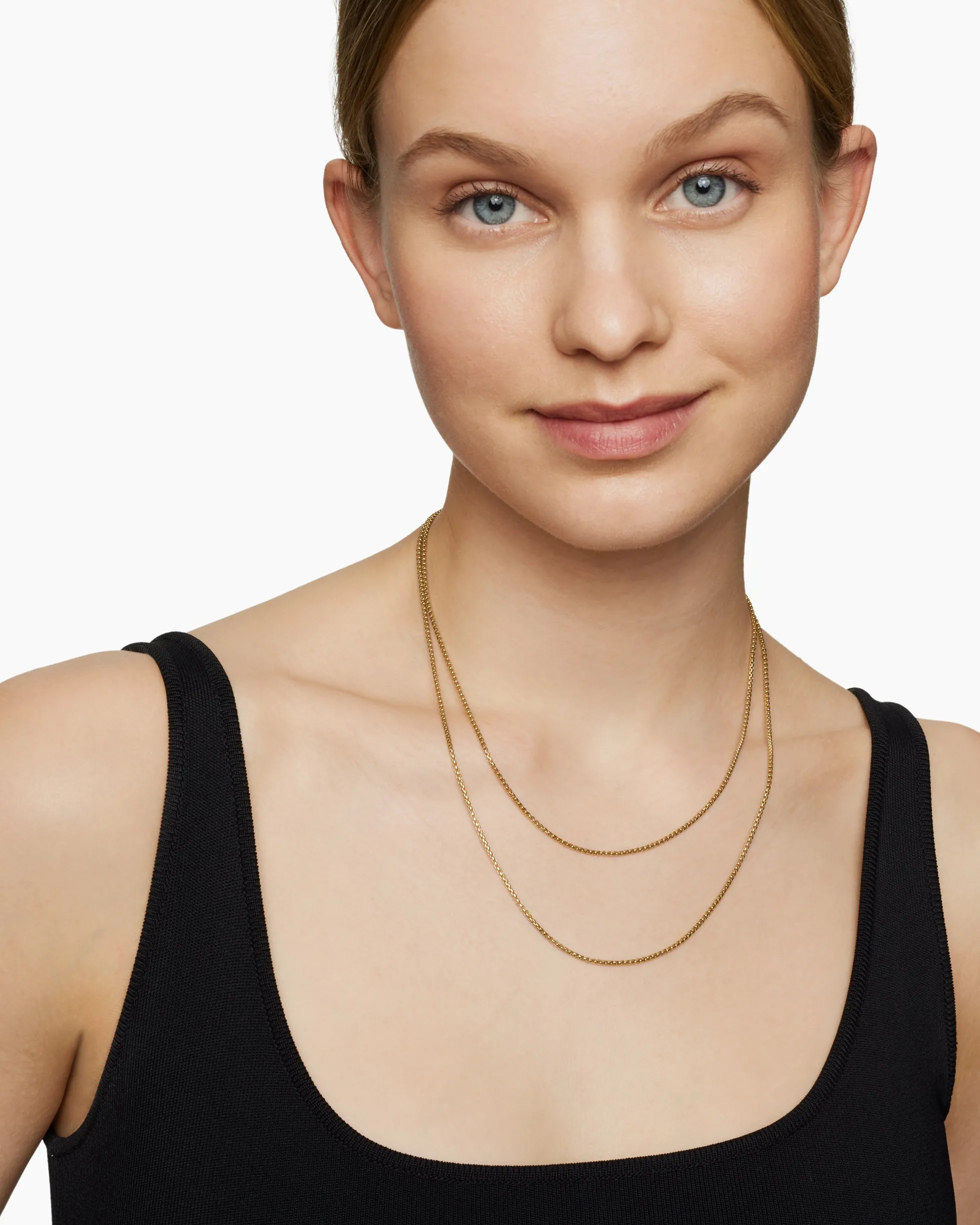 Box Chain Slider Necklace 18K Yellow Gold, 1.7mm