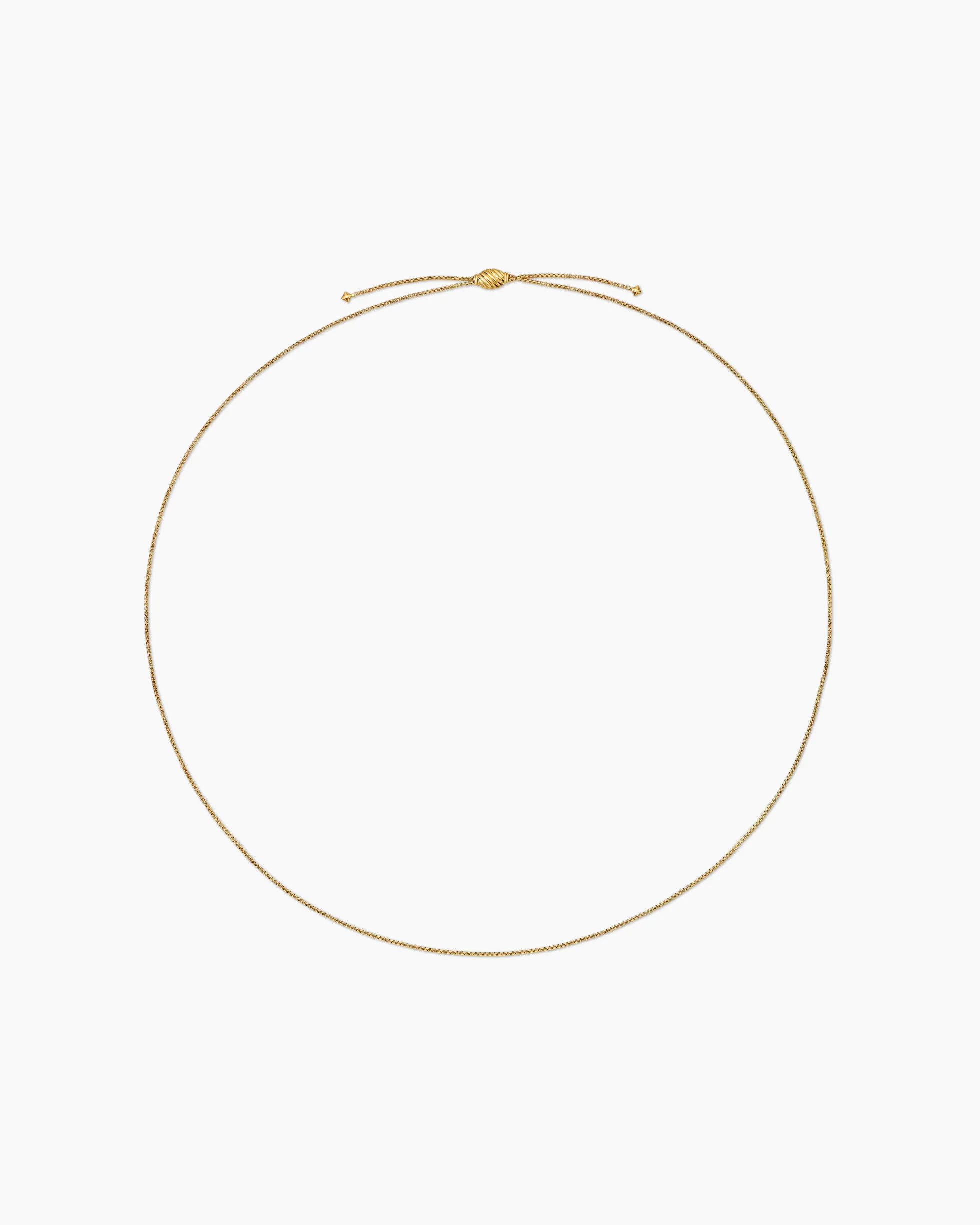 Box Chain Slider Necklace 18K Yellow Gold, 1.7mm