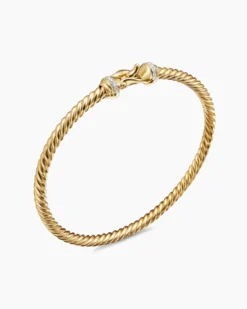 Buckle Cablespira® Bracelet 18K Yellow Gold with Diamonds, 3.5mm