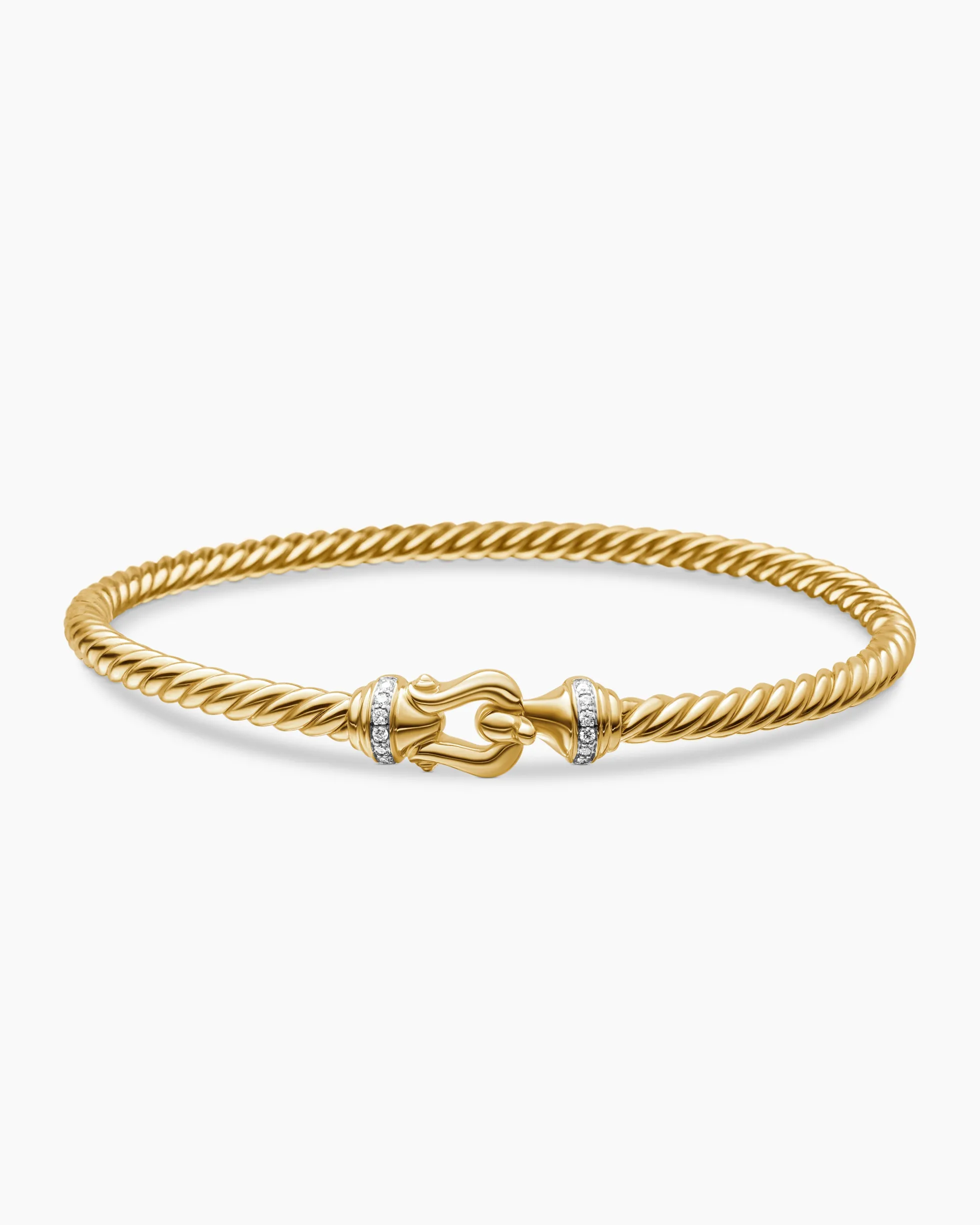 Buckle Cablespira® Bracelet 18K Yellow Gold with Diamonds, 3.5mm