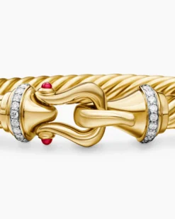 Buckle Cablespira® Bracelet 18K Yellow Gold with Rubies and Diamonds, 7mm