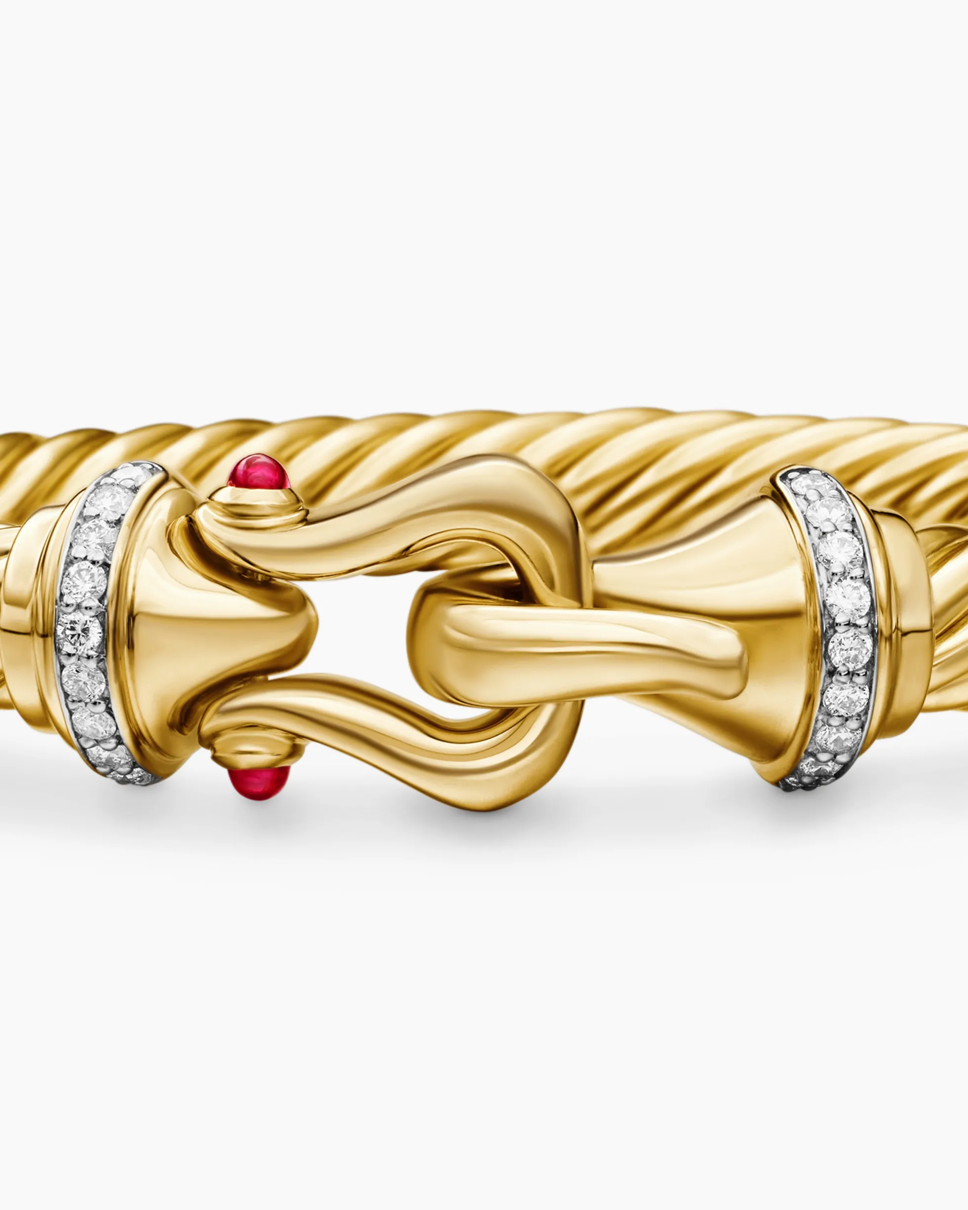 Buckle Cablespira® Bracelet 18K Yellow Gold with Rubies and Diamonds, 7mm