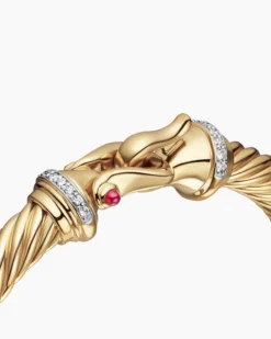 Buckle Cablespira® Bracelet 18K Yellow Gold with Rubies and Diamonds, 7mm