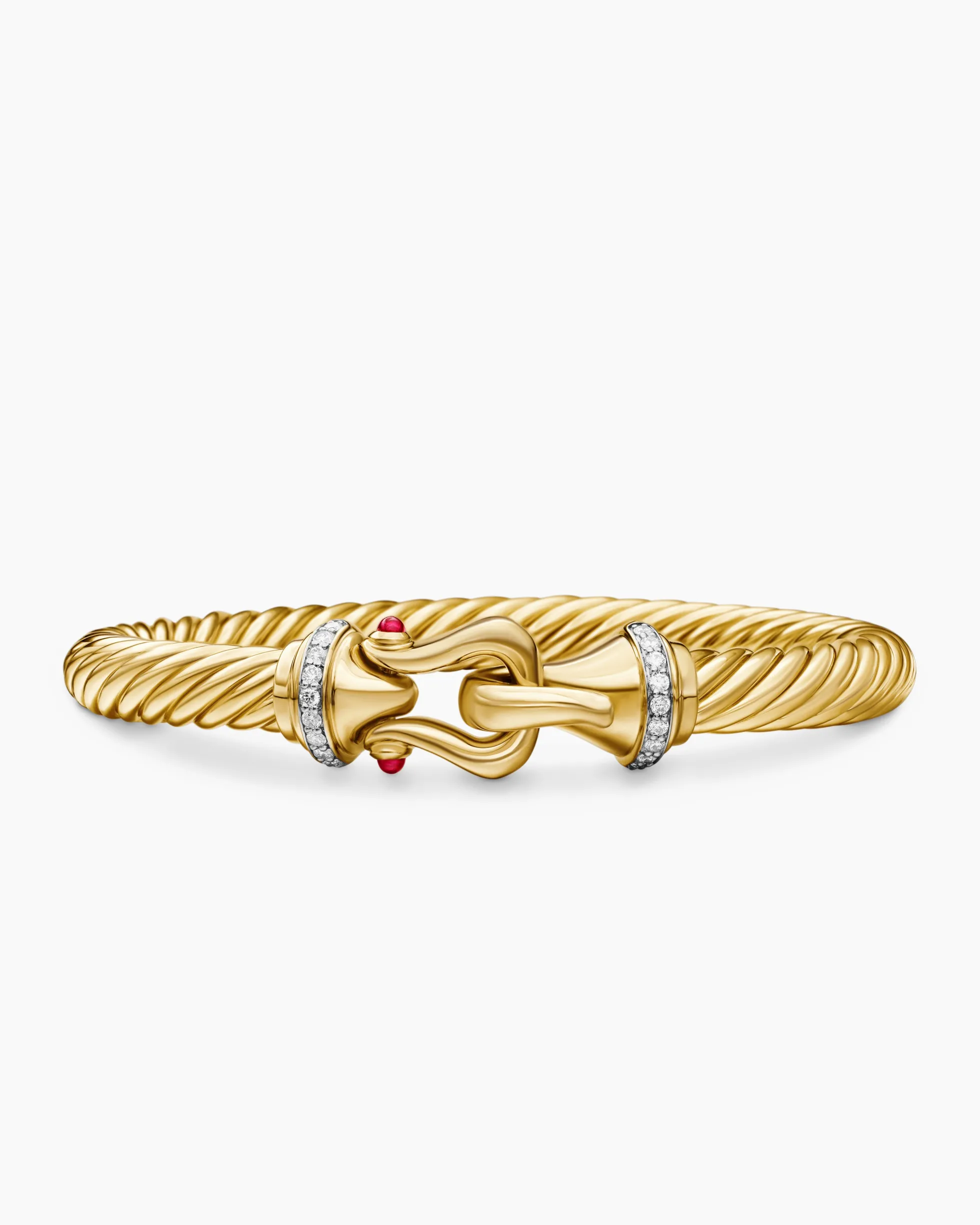 Buckle Cablespira® Bracelet 18K Yellow Gold with Rubies and Diamonds, 7mm