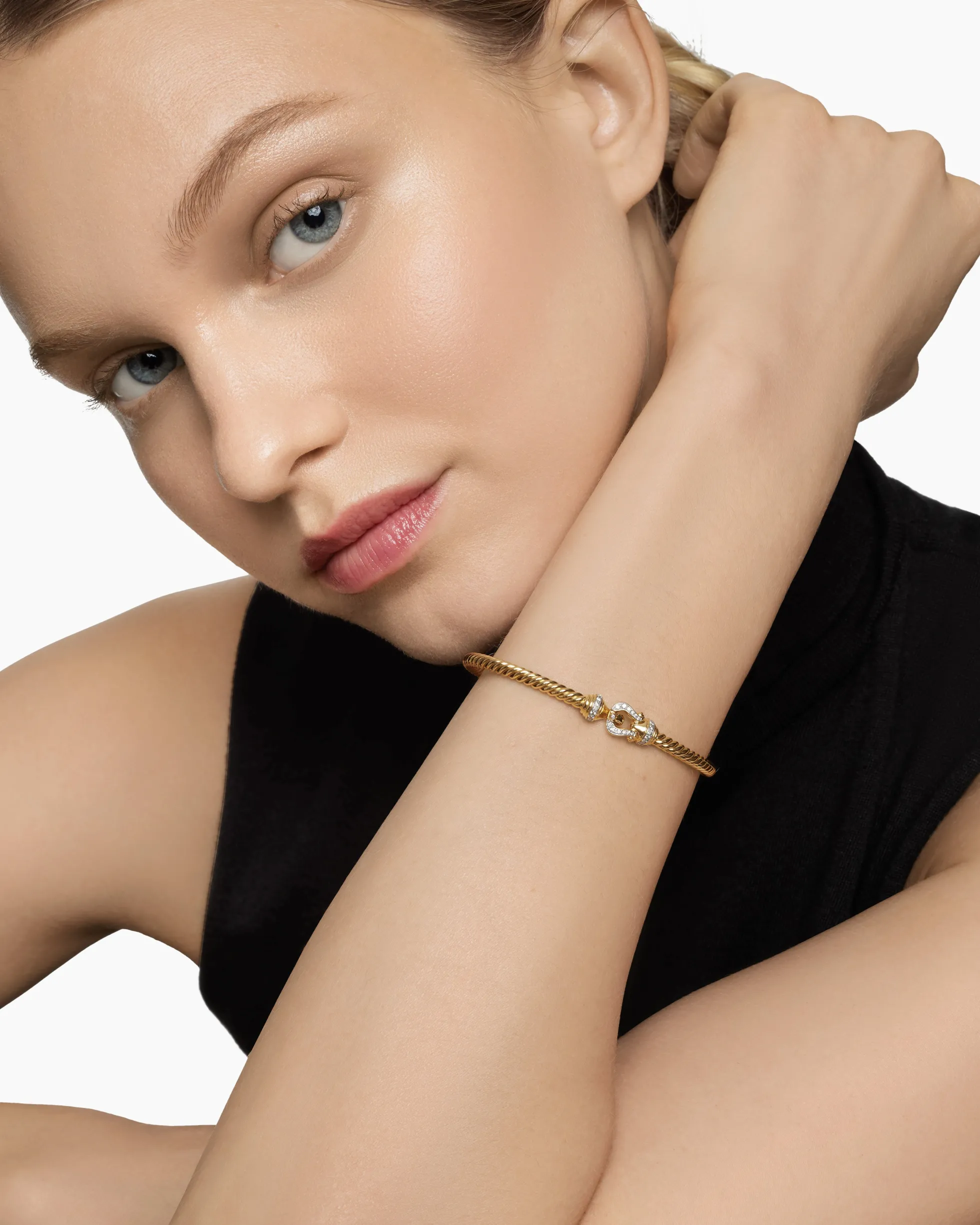 Buckle Cablespira® Bracelet 18K Yellow Gold with Diamonds, 3.5mm