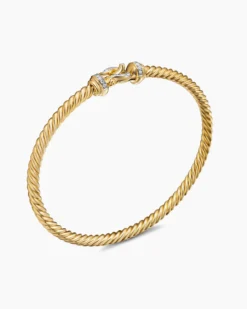 Buckle Cablespira® Bracelet 18K Yellow Gold with Diamonds, 3.5mm