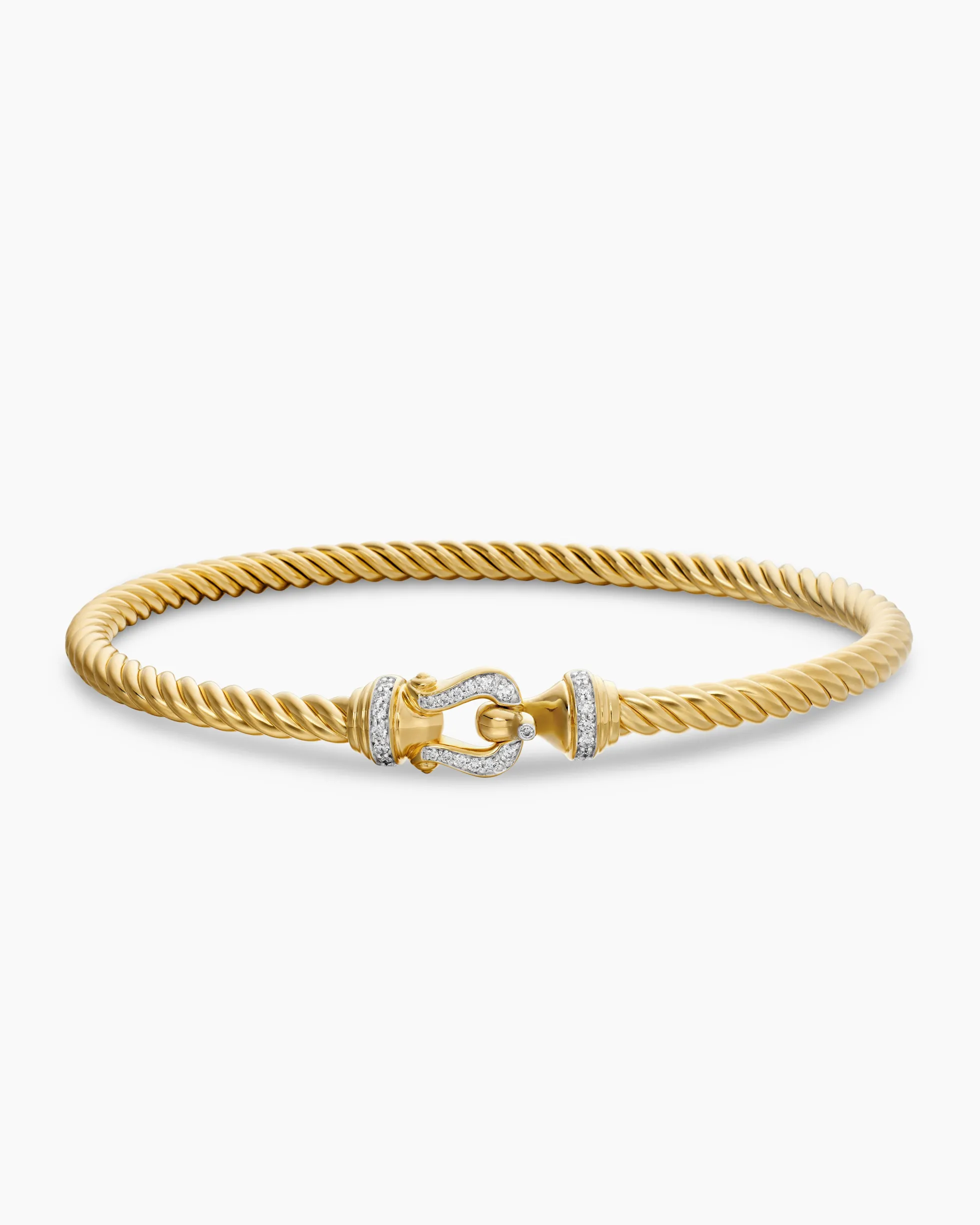 Buckle Cablespira® Bracelet 18K Yellow Gold with Diamonds, 3.5mm