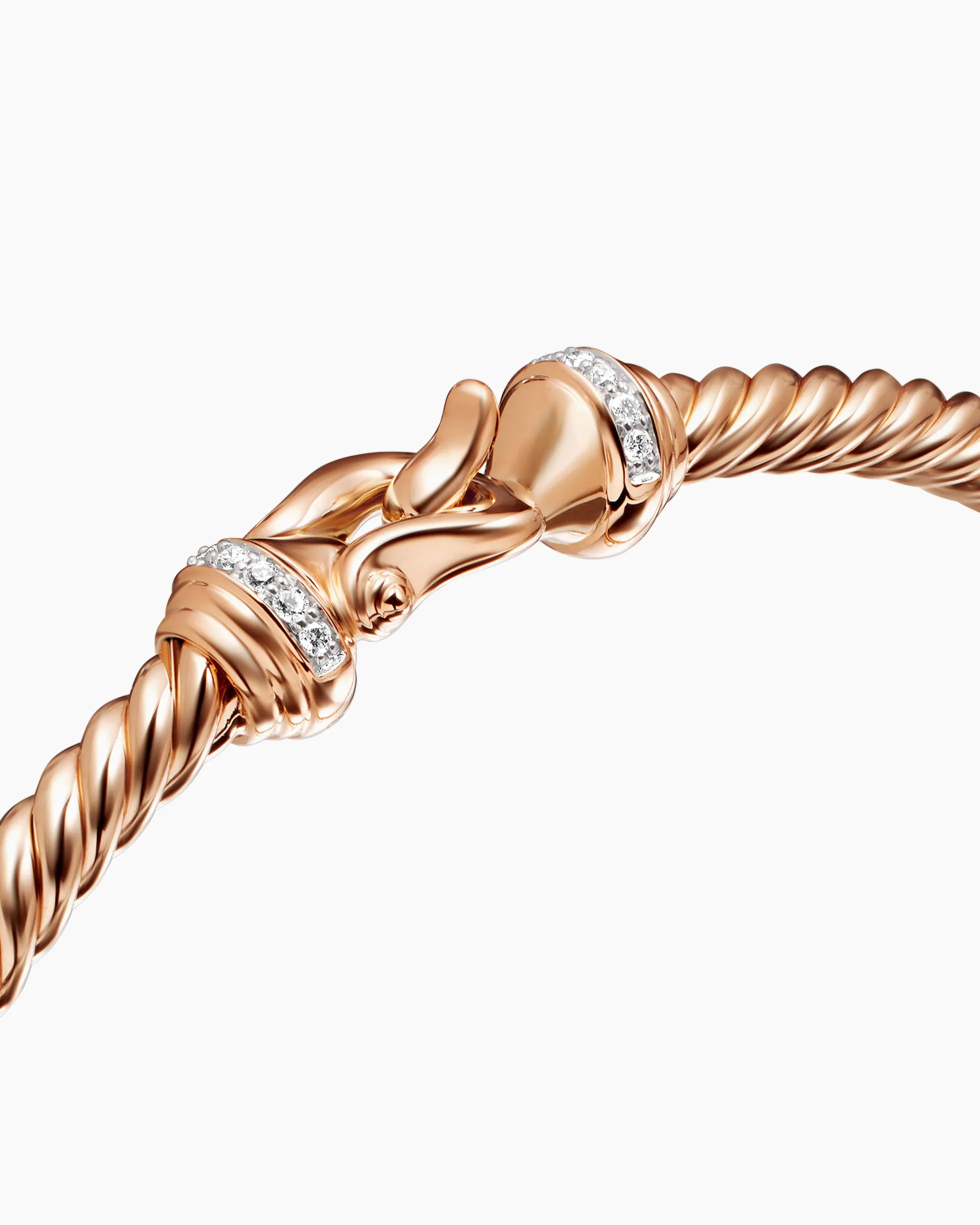 Buckle Cablespira® Bracelet 18K Rose Gold with Diamonds, 3.5mm