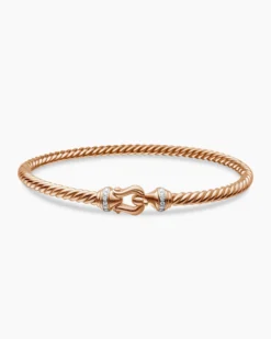 Buckle Cablespira® Bracelet 18K Rose Gold with Diamonds, 3.5mm