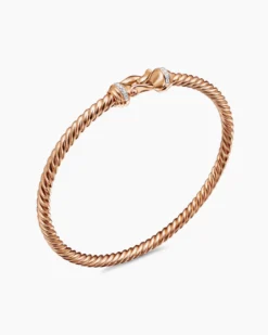 Buckle Cablespira® Bracelet 18K Rose Gold with Diamonds, 3.5mm