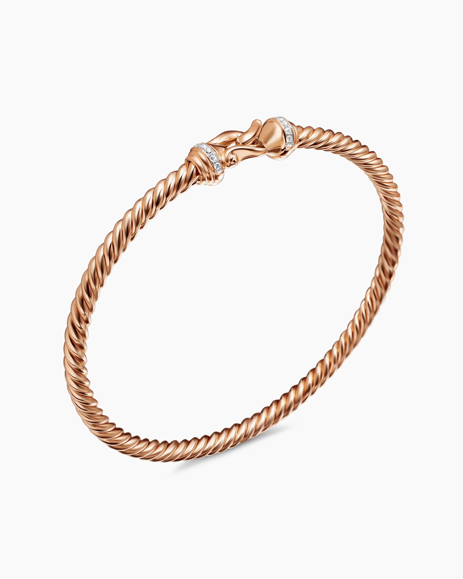 Buckle Cablespira® Bracelet 18K Rose Gold with Diamonds, 3.5mm