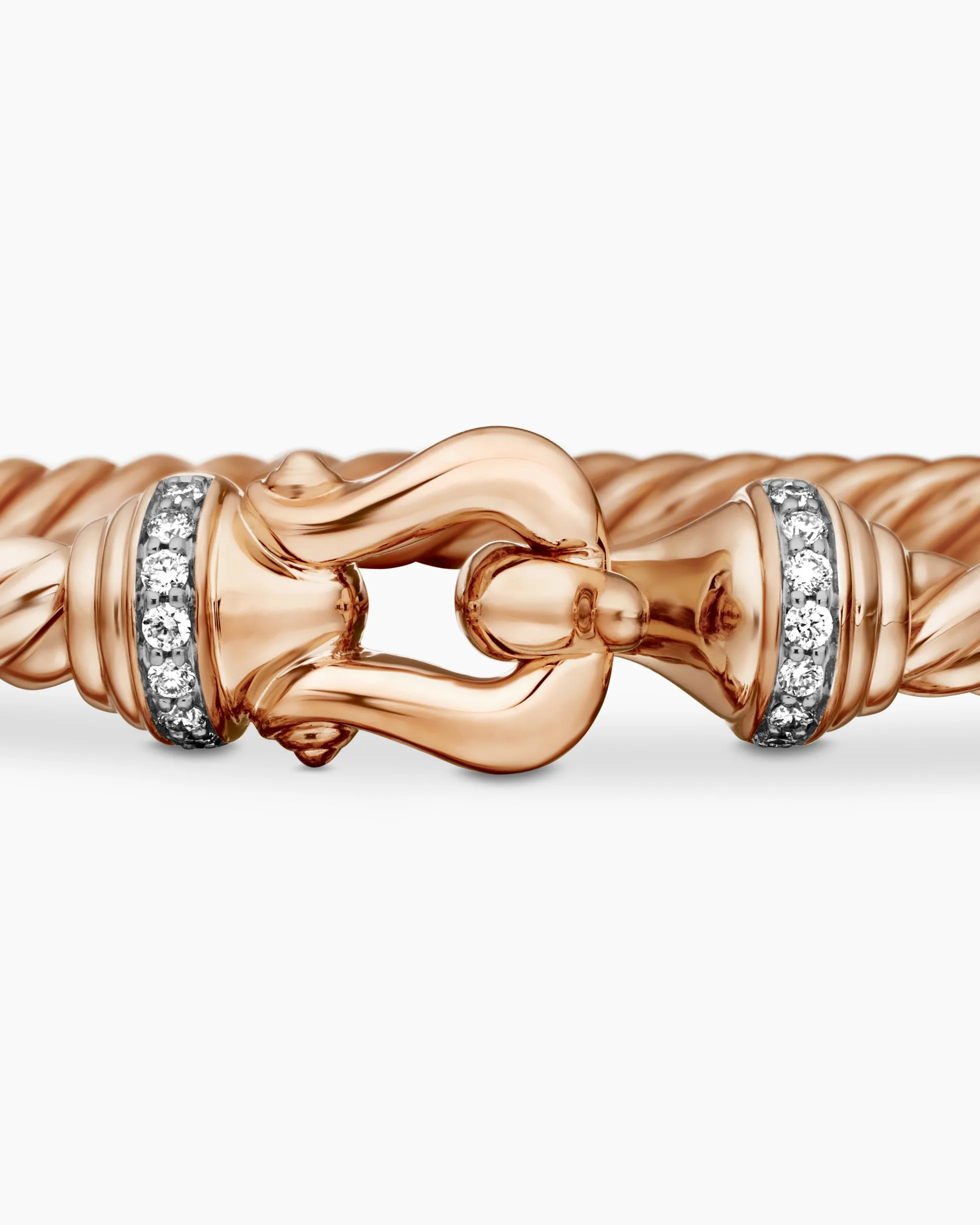 Buckle Cablespira® Bracelet 18K Rose Gold with Diamonds, 3.5mm