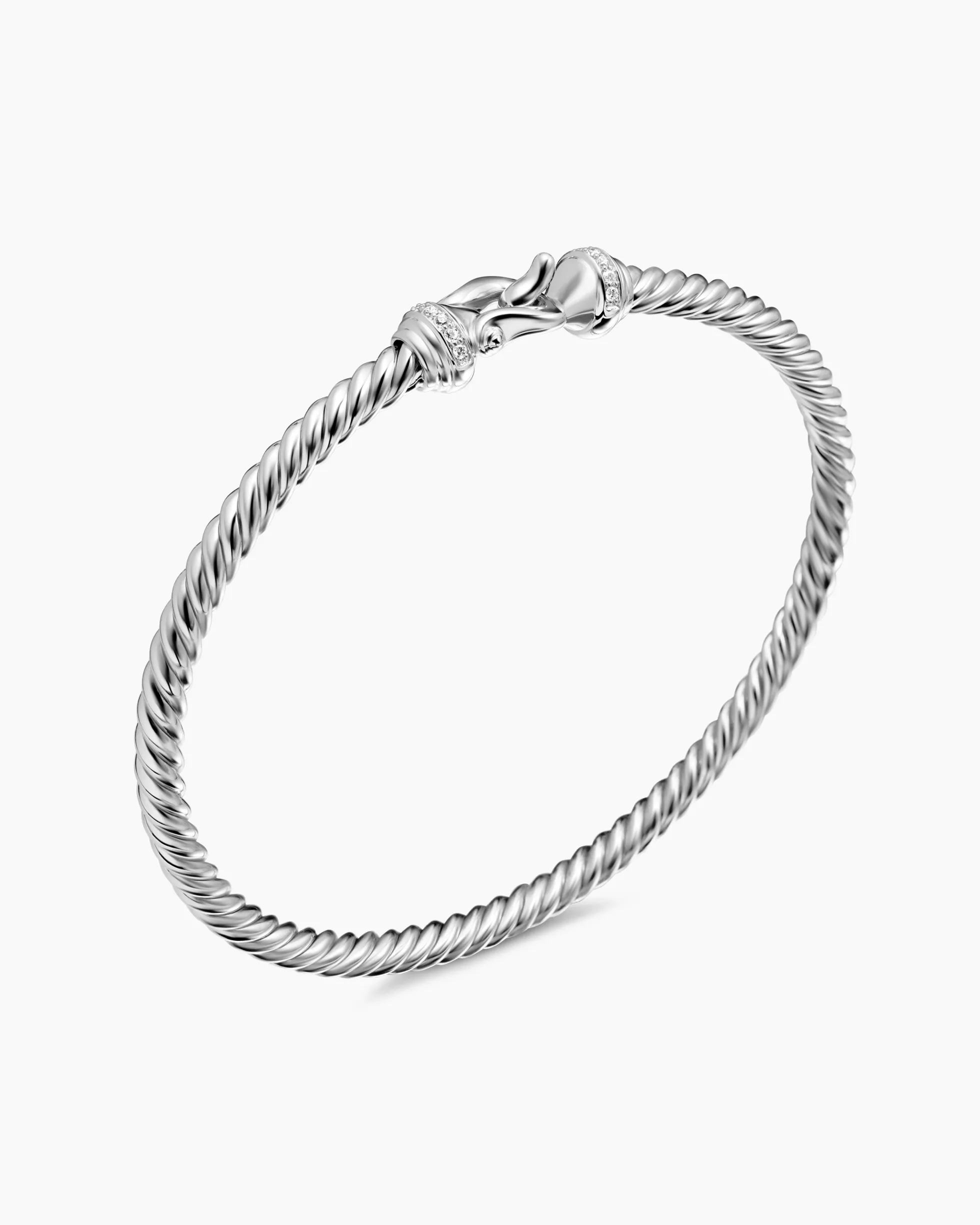 Buckle Cablespira® Bracelet 18K White Gold with Diamonds, 3.5mm