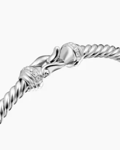 Buckle Cablespira® Bracelet 18K White Gold with Diamonds, 3.5mm