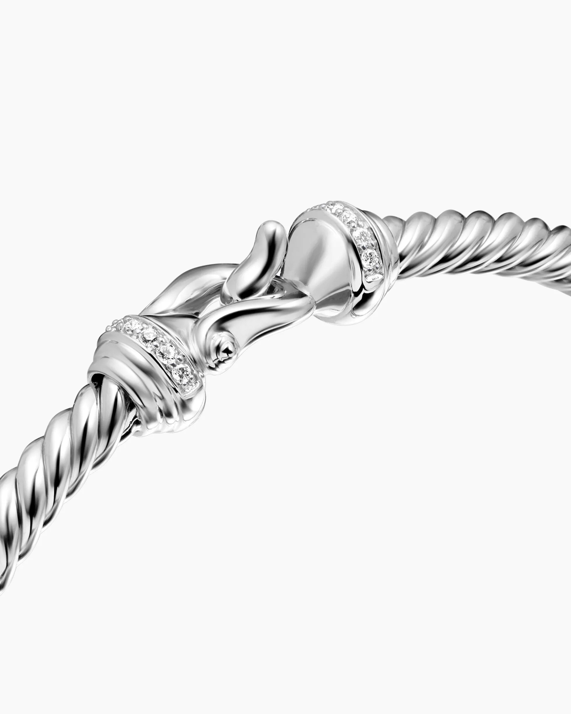 Buckle Cablespira® Bracelet 18K White Gold with Diamonds, 3.5mm