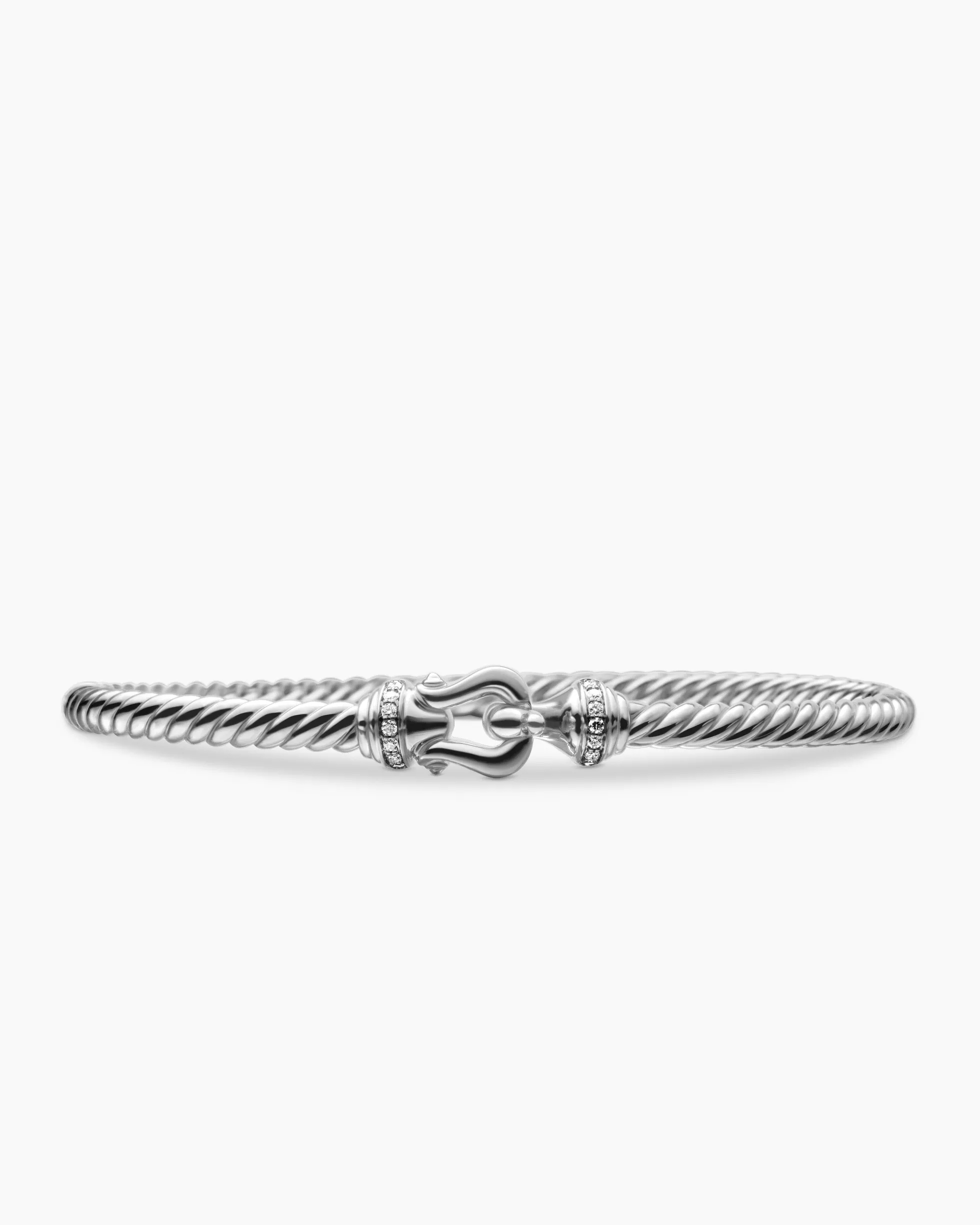 Buckle Cablespira® Bracelet 18K White Gold with Diamonds, 3.5mm