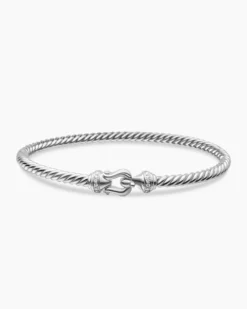 Buckle Cablespira® Bracelet 18K White Gold with Diamonds, 3.5mm