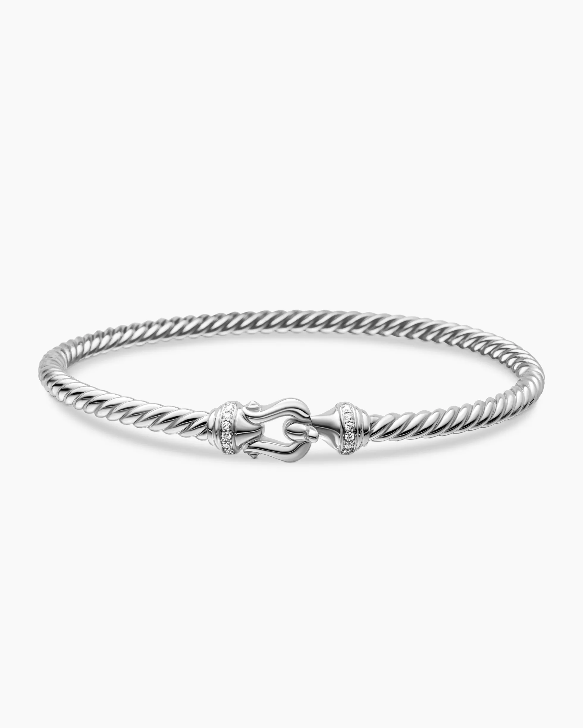 Buckle Cablespira® Bracelet 18K White Gold with Diamonds, 3.5mm