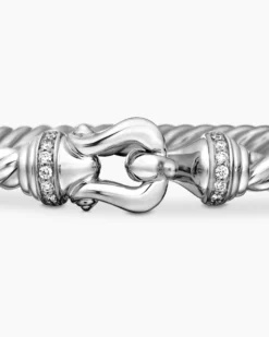 Buckle Cablespira® Bracelet 18K White Gold with Diamonds, 3.5mm