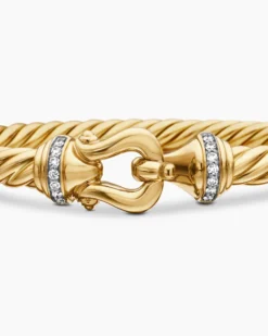 Buckle Cablespira® Bracelet 18K Yellow Gold with Diamonds, 5mm