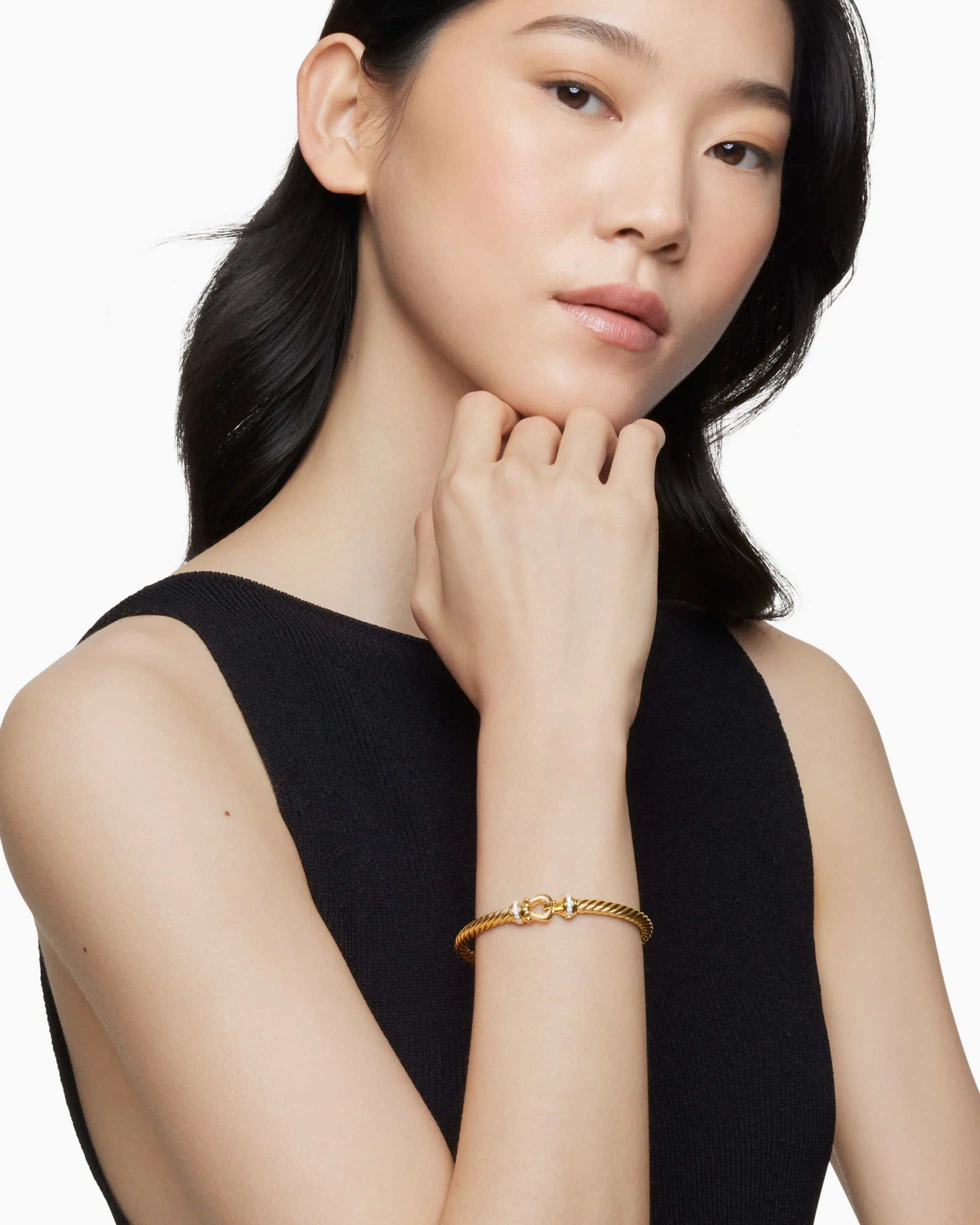 Buckle Cablespira® Bracelet 18K Yellow Gold with Diamonds, 5mm