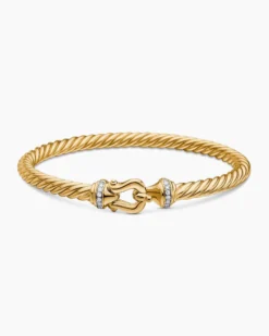 Buckle Cablespira® Bracelet 18K Yellow Gold with Diamonds, 5mm