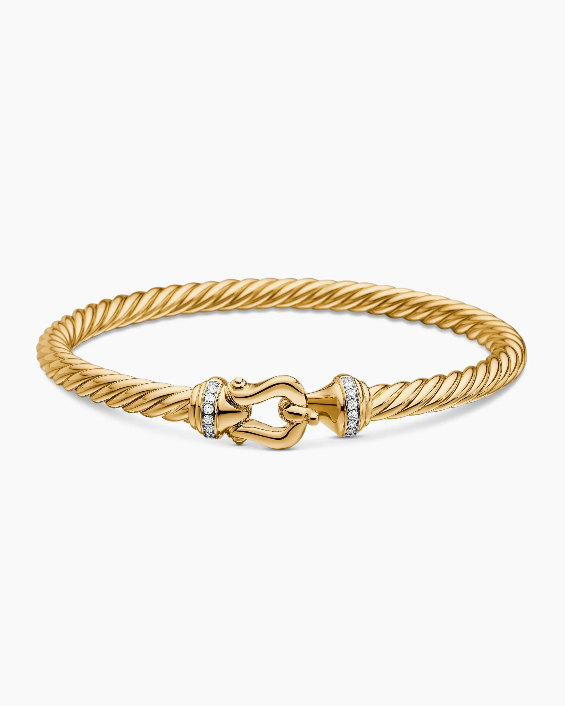 Buckle Cablespira® Bracelet 18K Yellow Gold with Diamonds, 5mm
