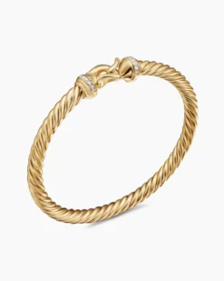 Buckle Cablespira® Bracelet 18K Yellow Gold with Diamonds, 5mm
