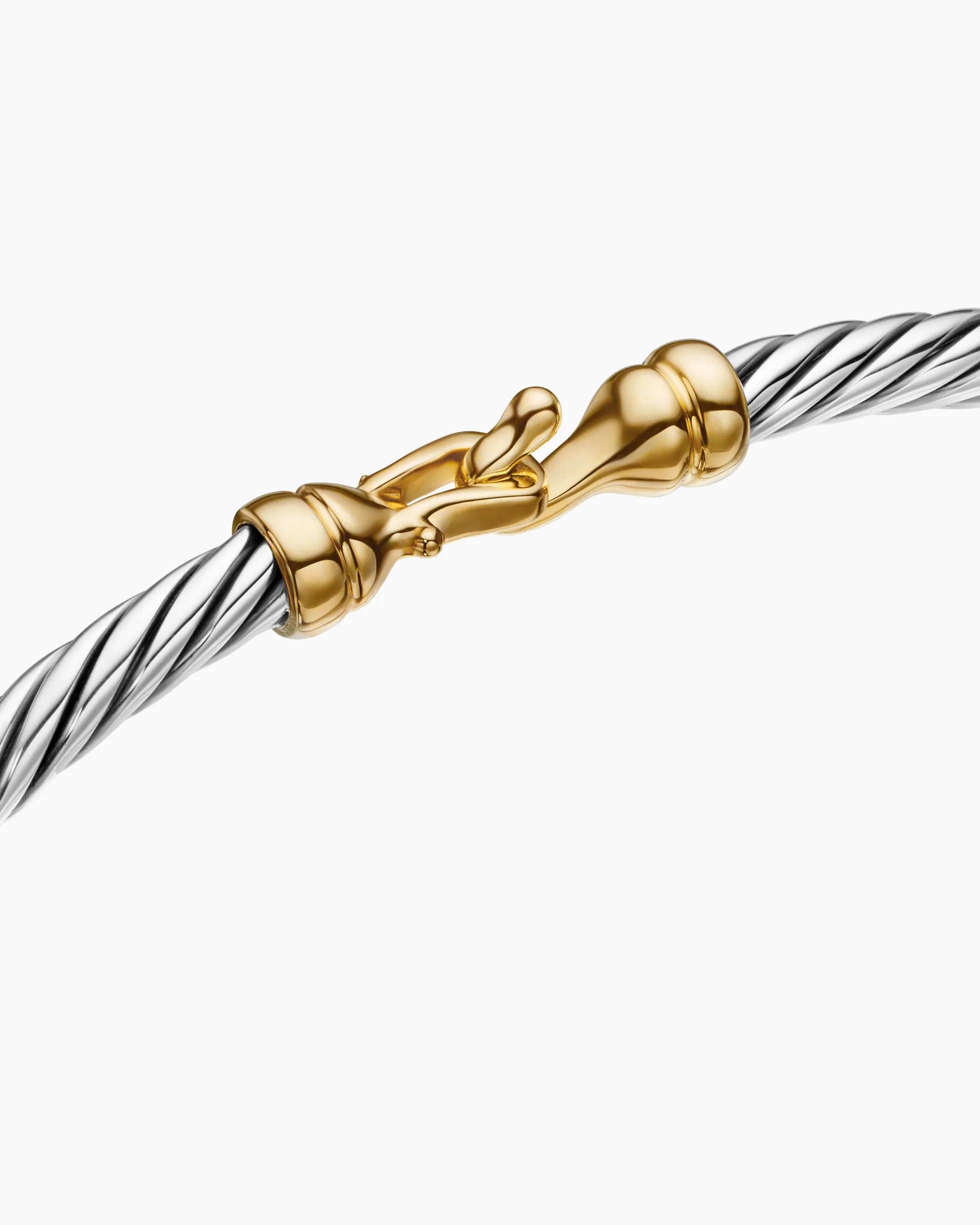Buckle Classic Cable Bracelet Sterling Silver with 18K Yellow Gold, 3mm