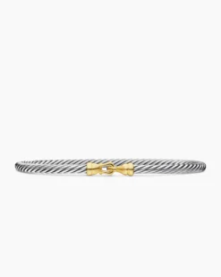 Buckle Classic Cable Bracelet Sterling Silver with 18K Yellow Gold, 3mm