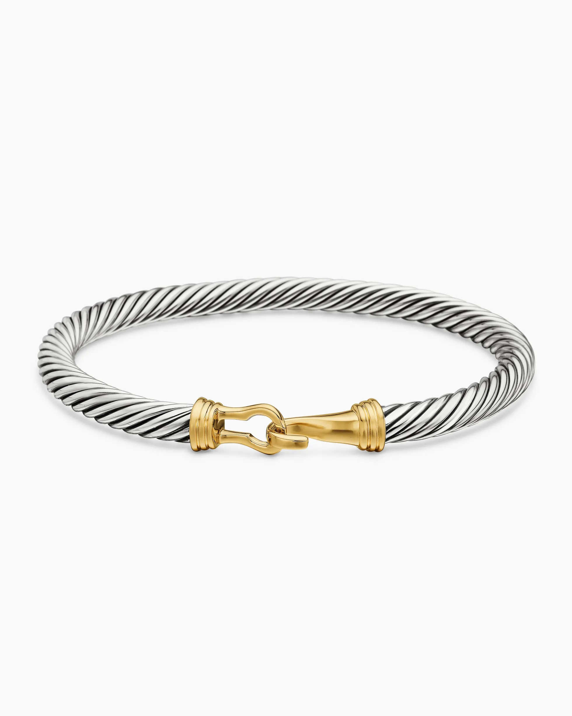 Buckle Classic Cable Bracelet Sterling Silver with 14K Yellow Gold, 5mm