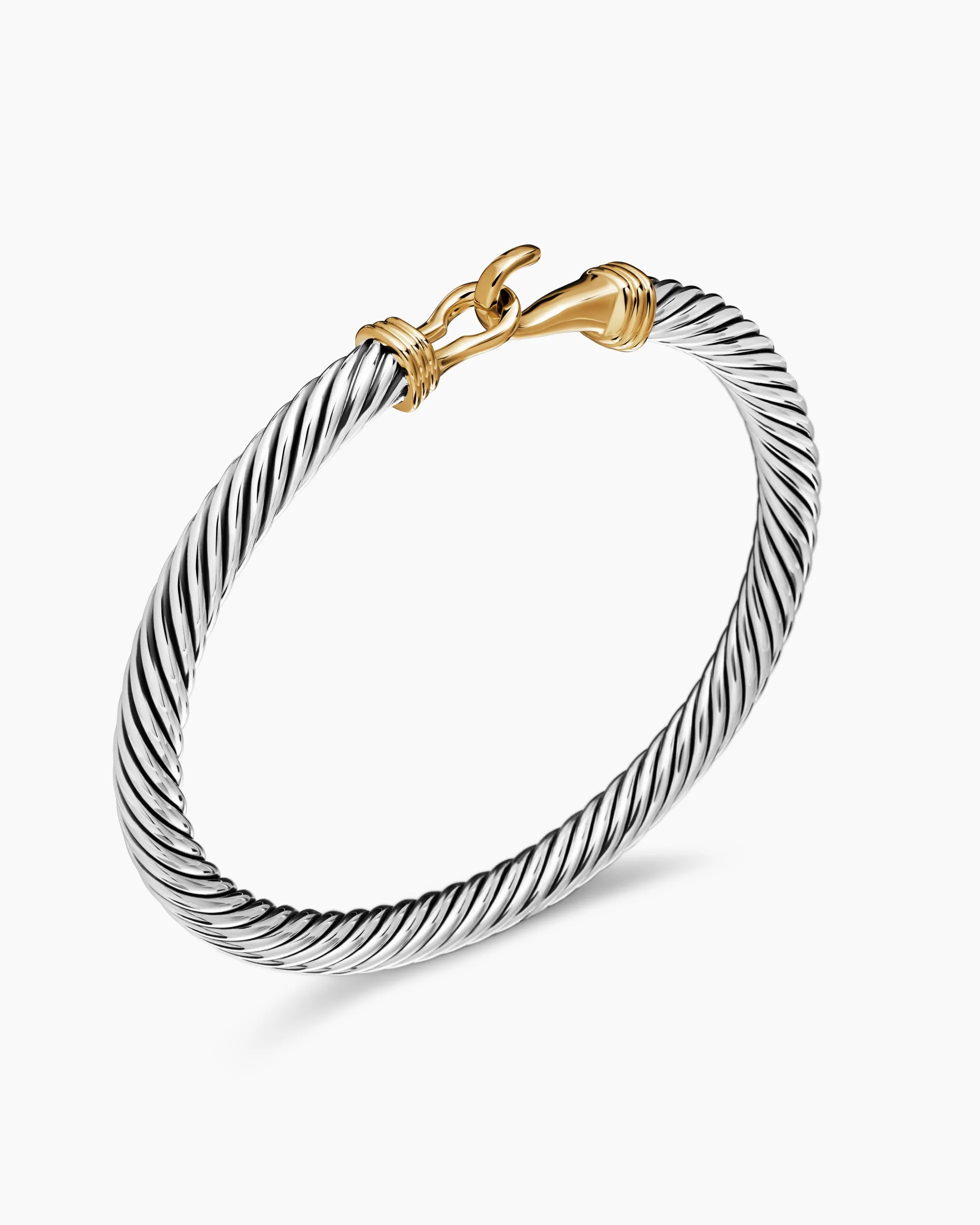 Buckle Classic Cable Bracelet Sterling Silver with 14K Yellow Gold, 5mm