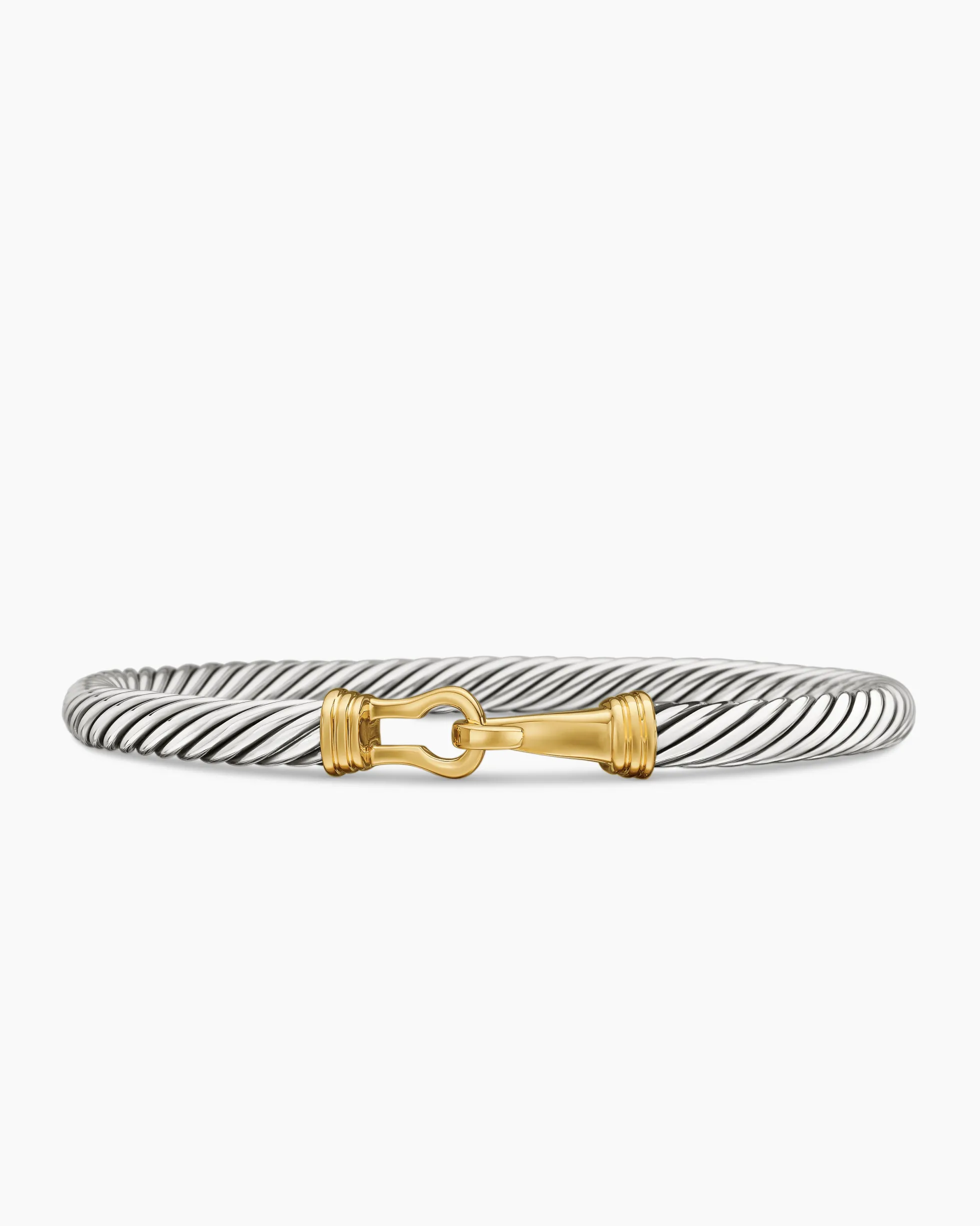 Buckle Classic Cable Bracelet Sterling Silver with 14K Yellow Gold, 5mm